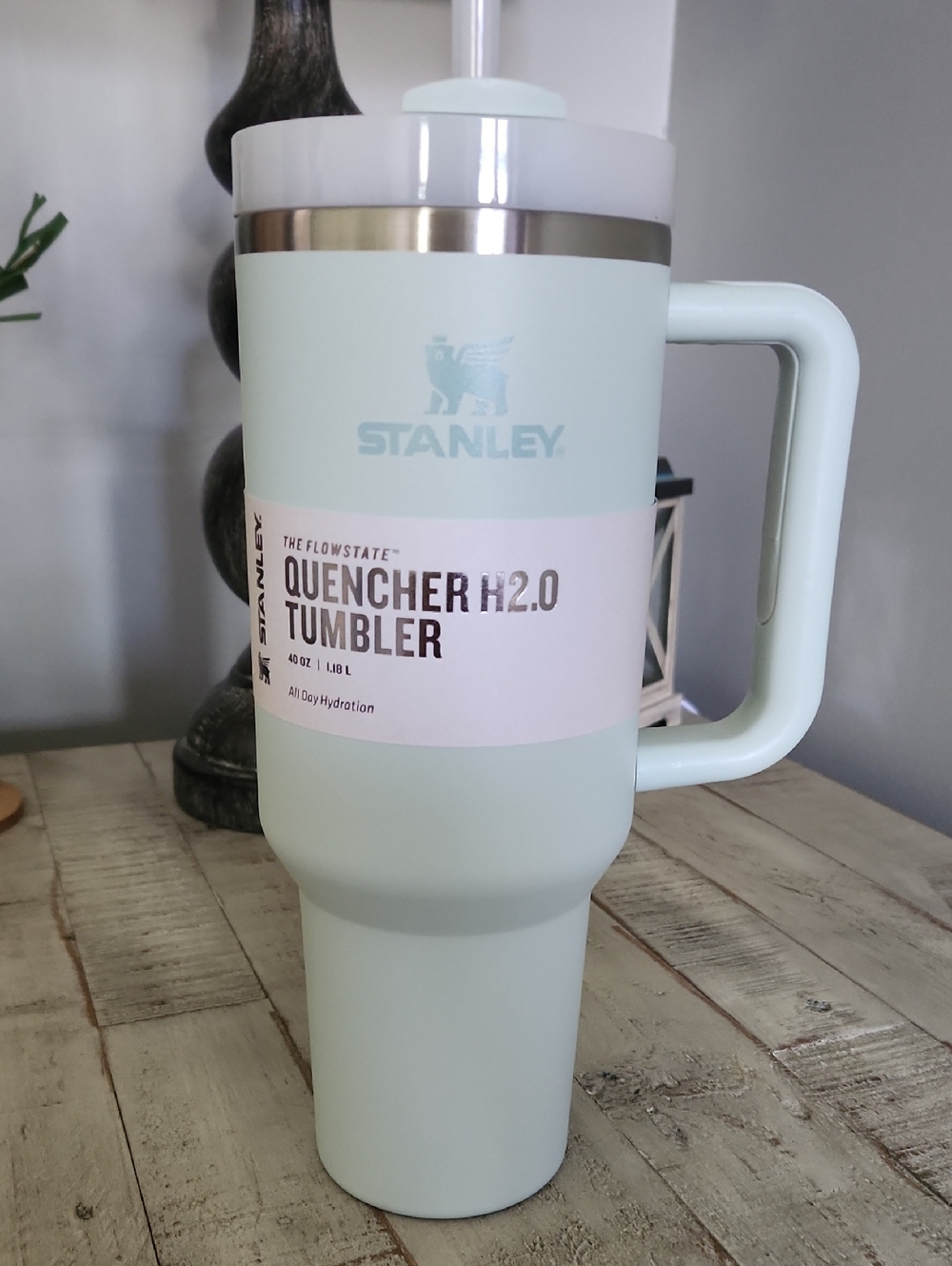 Stanley 40 oz. Mint Green Quencher Tumbler with White Lid